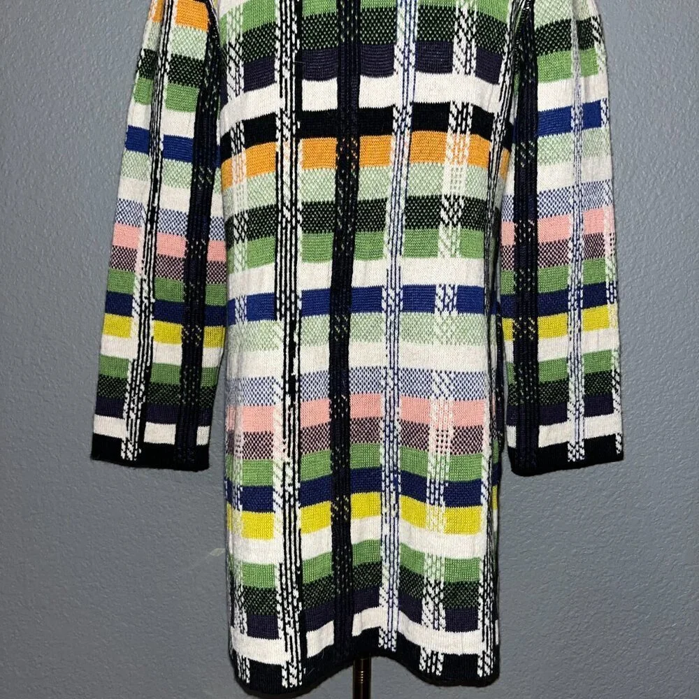 ANTHROPOLOGIE ALDOMARTINS SHANLEY PLAID WOOL ALPACA BLEND SWEATER COAT  EUC  XS